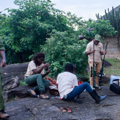 Drs Rebecca_Crispus and Nancy preparing their kits for the Kidepo Elephant collaring exercise (2)