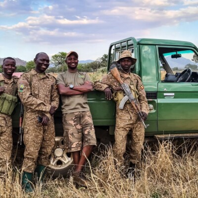 UWA Rangers with a KWS doctor during the elephant collaring activity