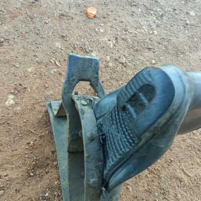 A rangers boots stuck in a wheel trap (2)